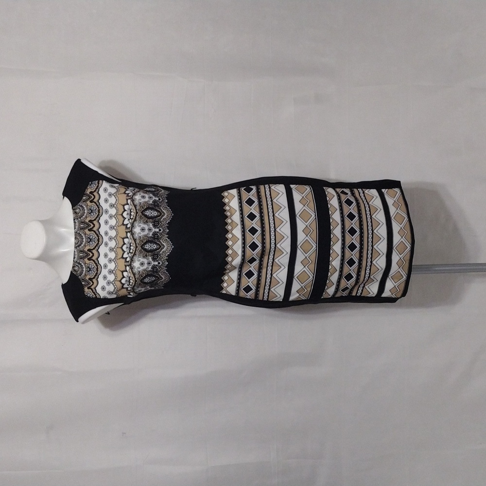 London Times Aztec Print Sleeveless Sheath Dress Sz 4 Boho Chic Workwear Office